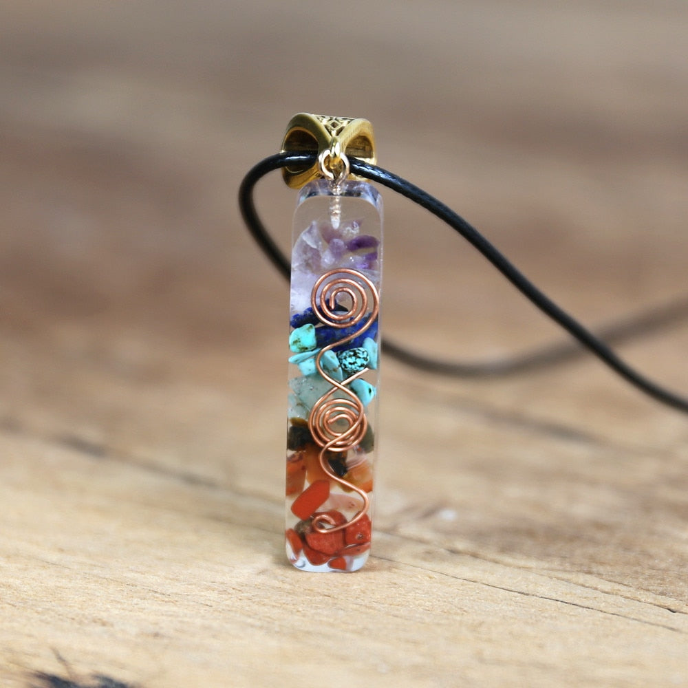 Peris Gems Chakra Energy Pendant Necklace Unisex | Rainbow Orgonite SHEIN Amazon Temu