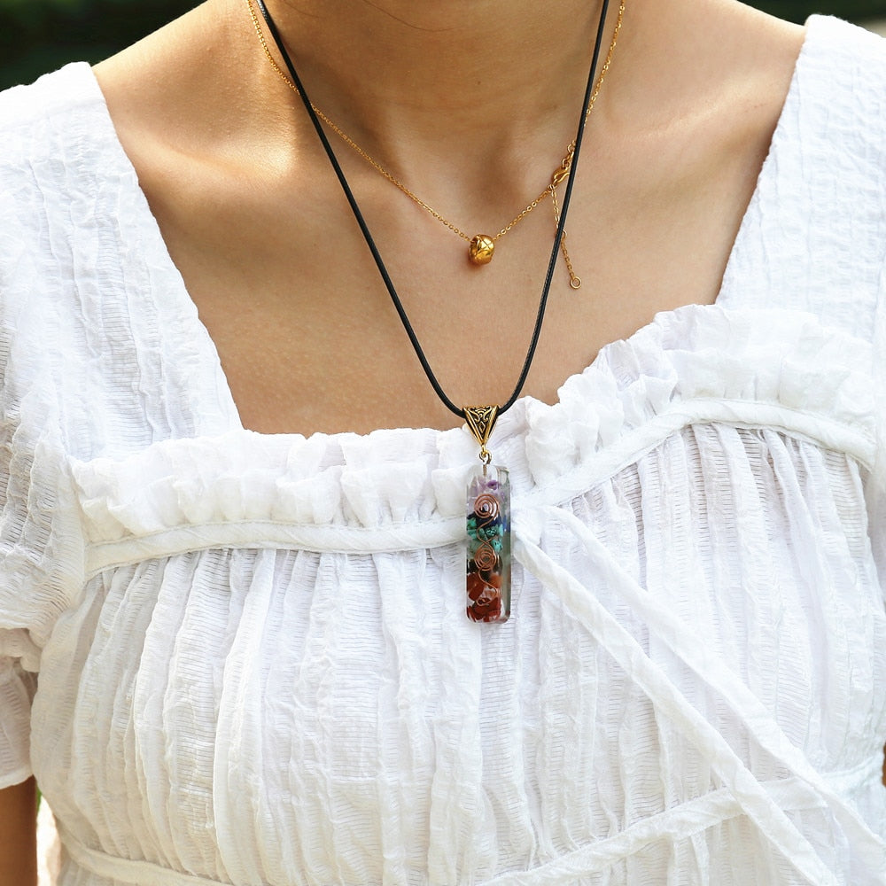 Peris Gems Chakra Energy Pendant Necklace Unisex | Rainbow Orgonite SHEIN Amazon Temu