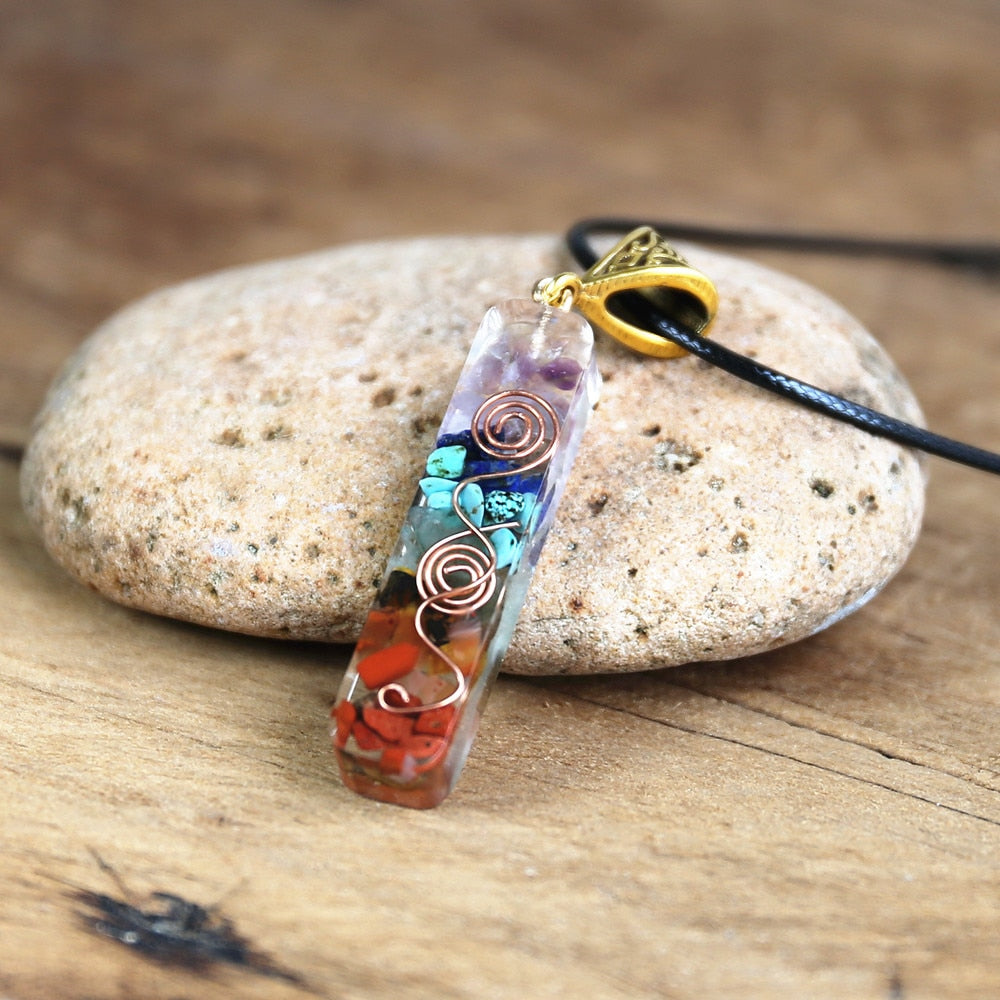 Peris Gems Chakra Energy Pendant Necklace Unisex | Rainbow Orgonite SHEIN Amazon Temu