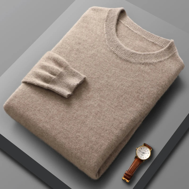 Peris Gems champagne / S 100% Pure Merino Wool Cashmere Sweater for Men: Fashionable Round Neck Top 100% Pure Merino Wool Cashmere Sweater for Men: Round Neck SHEIN Amazon Temu