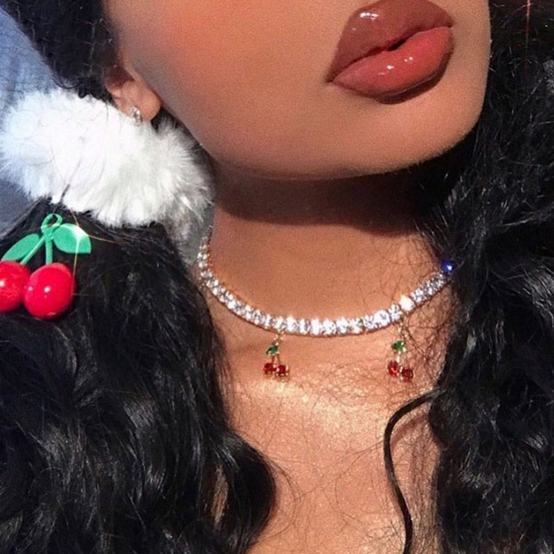 Peris Gems Cherry Diamond Choker Necklace for Women | Red Cherry Chain SHEIN Amazon Temu