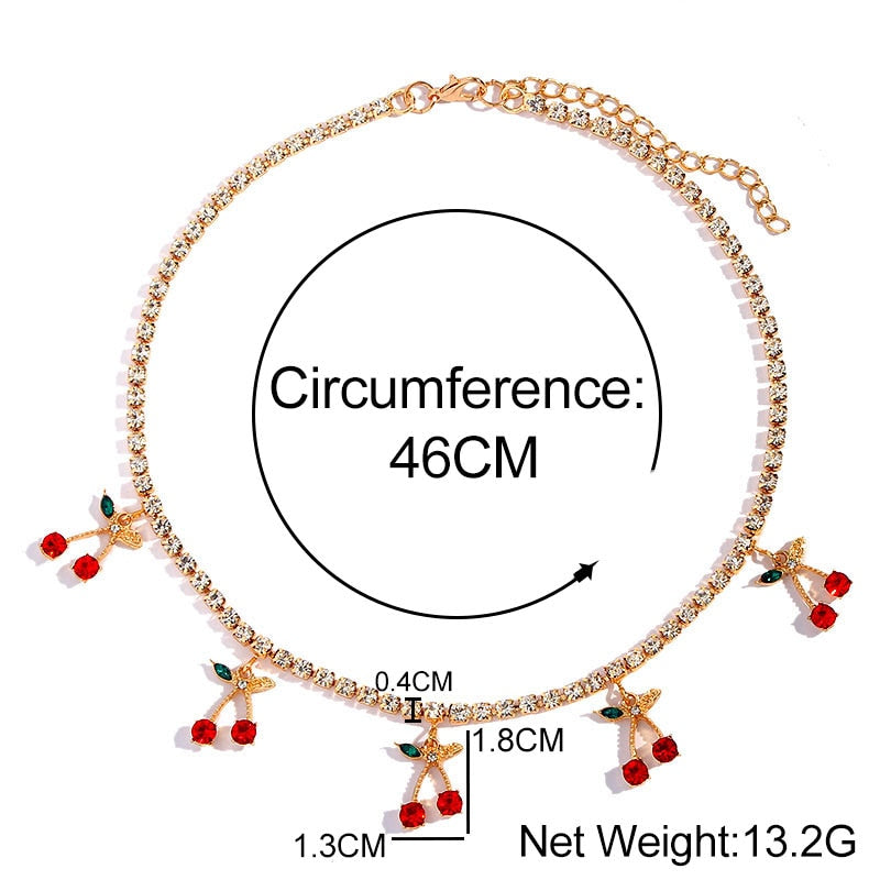 Peris Gems Cherry Diamond Choker Necklace for Women | Red Cherry Chain SHEIN Amazon Temu