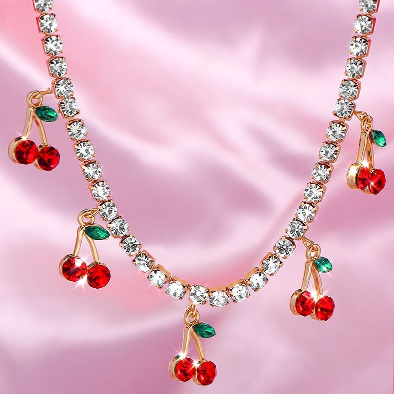 Peris Gems Cherry Diamond Choker Necklace for Women | Red Cherry Chain SHEIN Amazon Temu