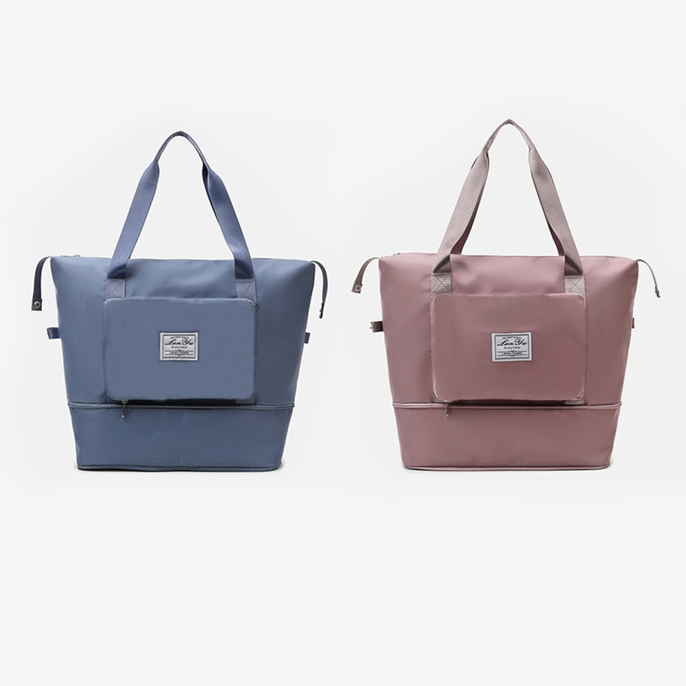 Peris Gems Cherry pink blue Ladies Foldable Travel Bag | Handheld Large Capacity Expandable Bag SHEIN Amazon Temu