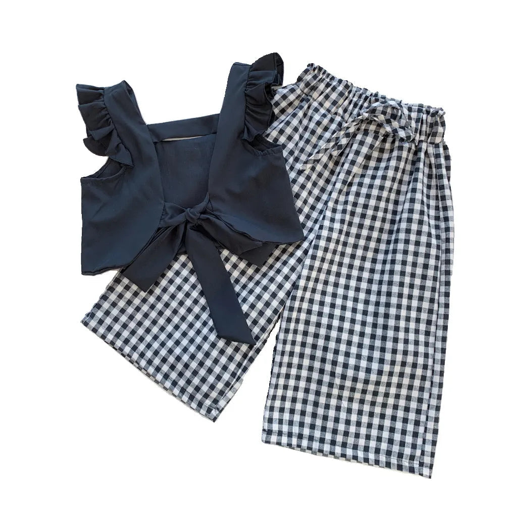 Peris Gems Childrens Camisole Top and Plaid Wide Leg Pants Outfit Set SHEIN Amazon Temu