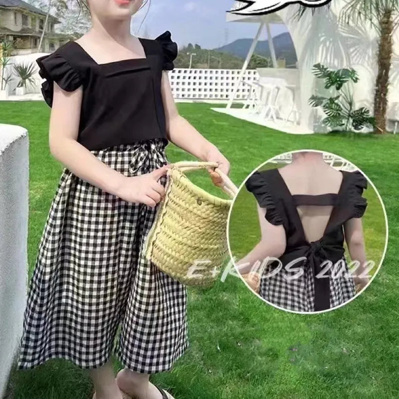 Peris Gems Childrens Camisole Top and Plaid Wide Leg Pants Outfit Set SHEIN Amazon Temu