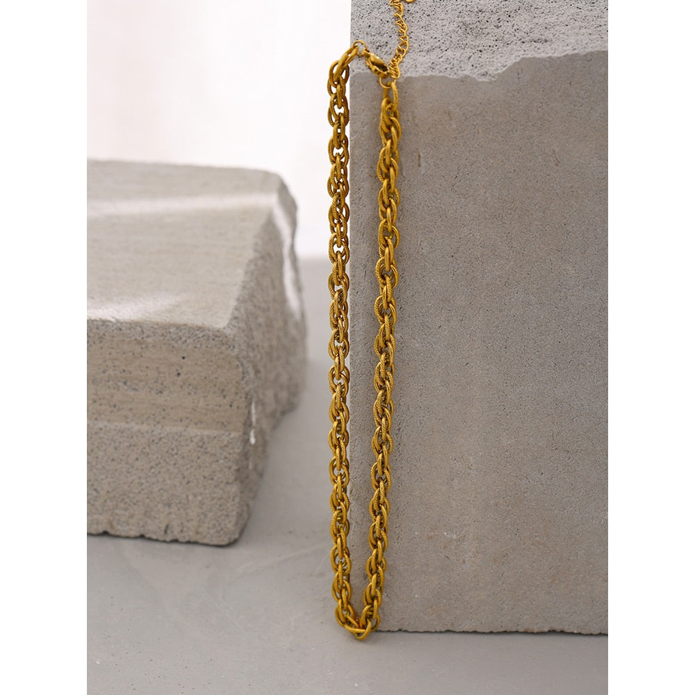 Peris Gems Chunky Gold Twisted Fence Metal Chain Necklace Unisex SHEIN Amazon Temu