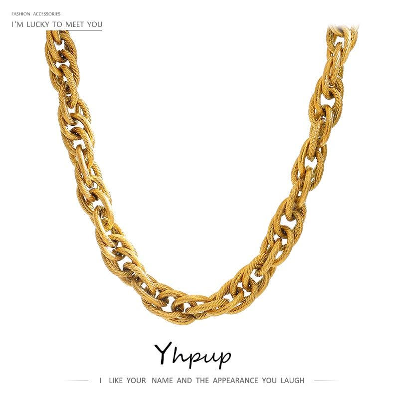 Peris Gems Chunky Gold Twisted Fence Metal Chain Necklace Unisex SHEIN Amazon Temu