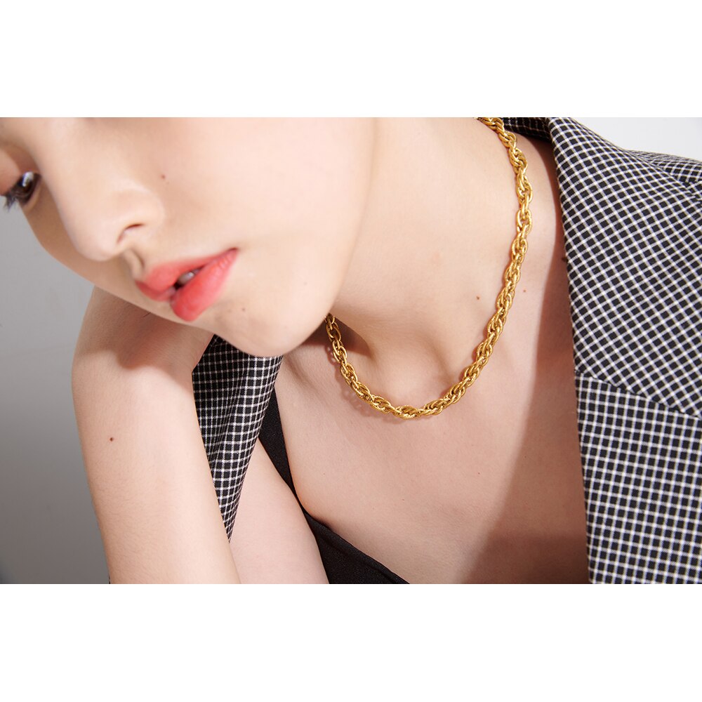 Peris Gems Chunky Gold Twisted Fence Metal Chain Necklace Unisex SHEIN Amazon Temu