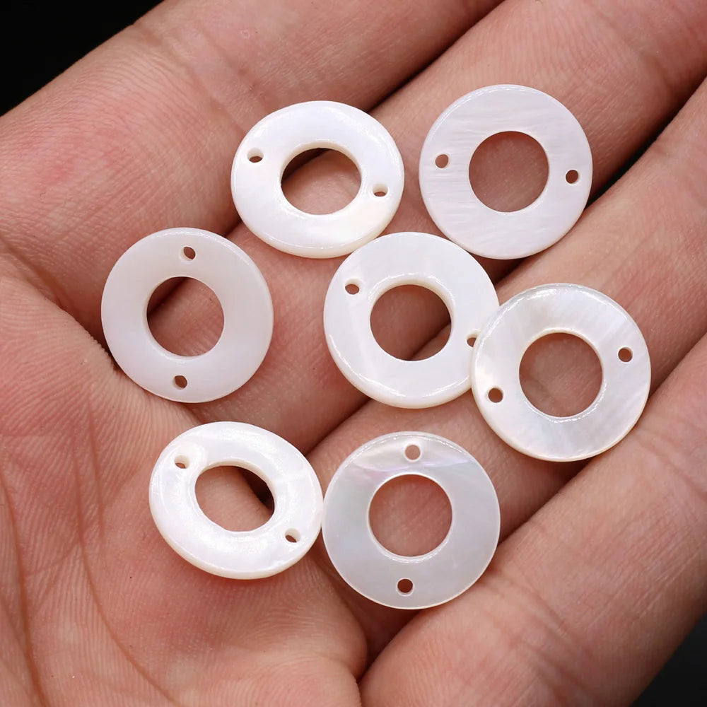 Peris Gems Circle 15x15mm 10pc Natural White Mother-of-pearl Shell Beads Heart Star Shape Shell Chip Bead for Necklace Earrings Jewelry Making Gifts SHEIN Amazon Temu
