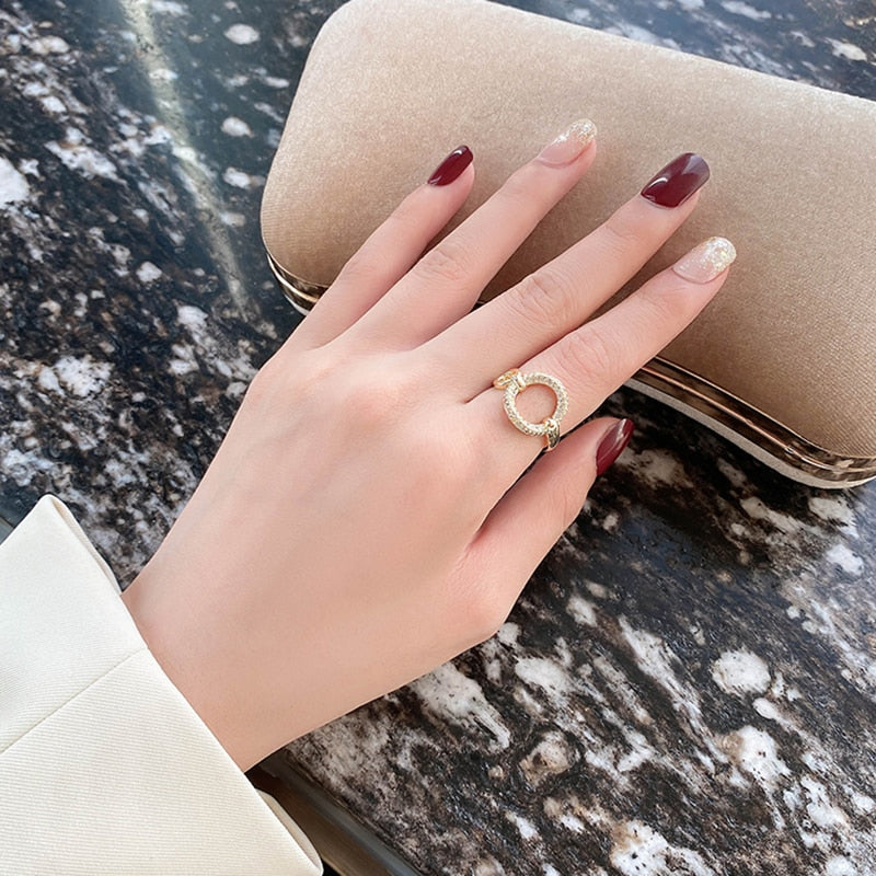 Peris Gems Circle Opening Diamond Ring for Women | Adjustable Circular Gold Ring for Women SHEIN Amazon Temu