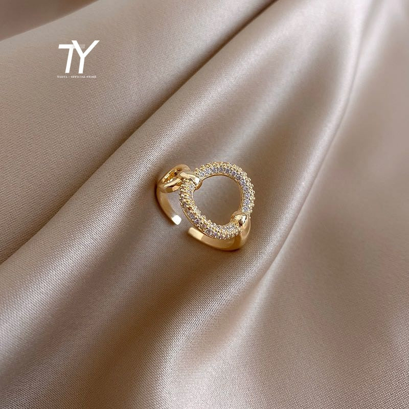 Peris Gems Circle Opening Diamond Ring for Women | Adjustable Circular Gold Ring for Women SHEIN Amazon Temu