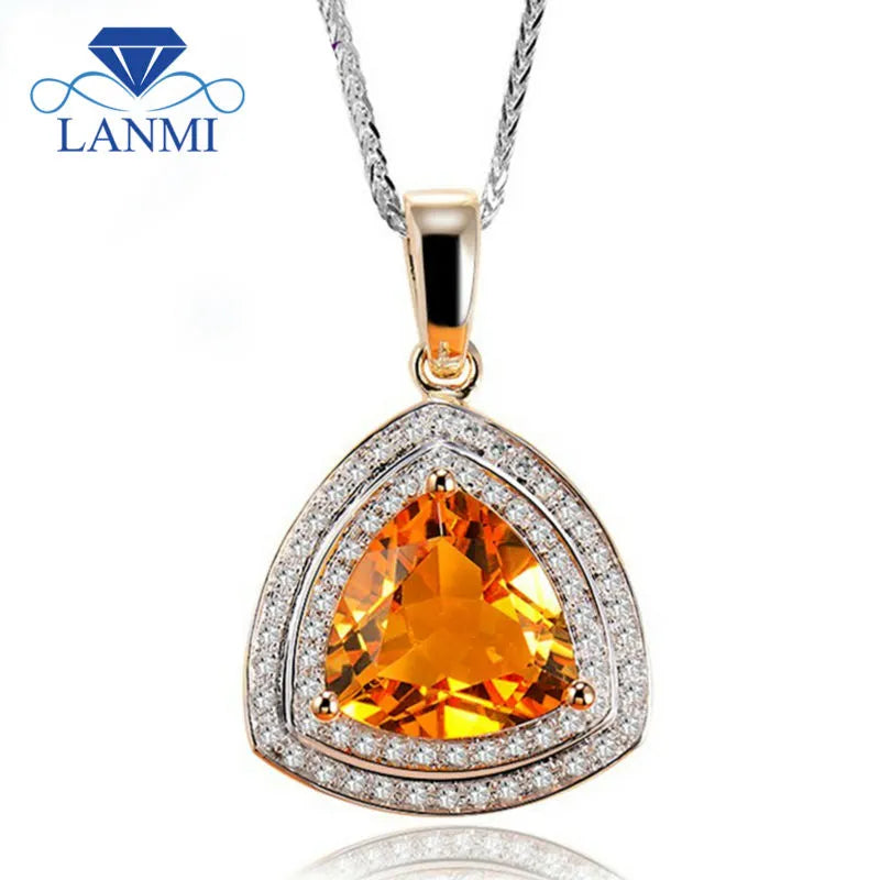 Peris Gems Citrine Diamond Natural 3.79ct Citrine 0.12ct White Diamond 14K Gold Necklace SHEIN Amazon Temu