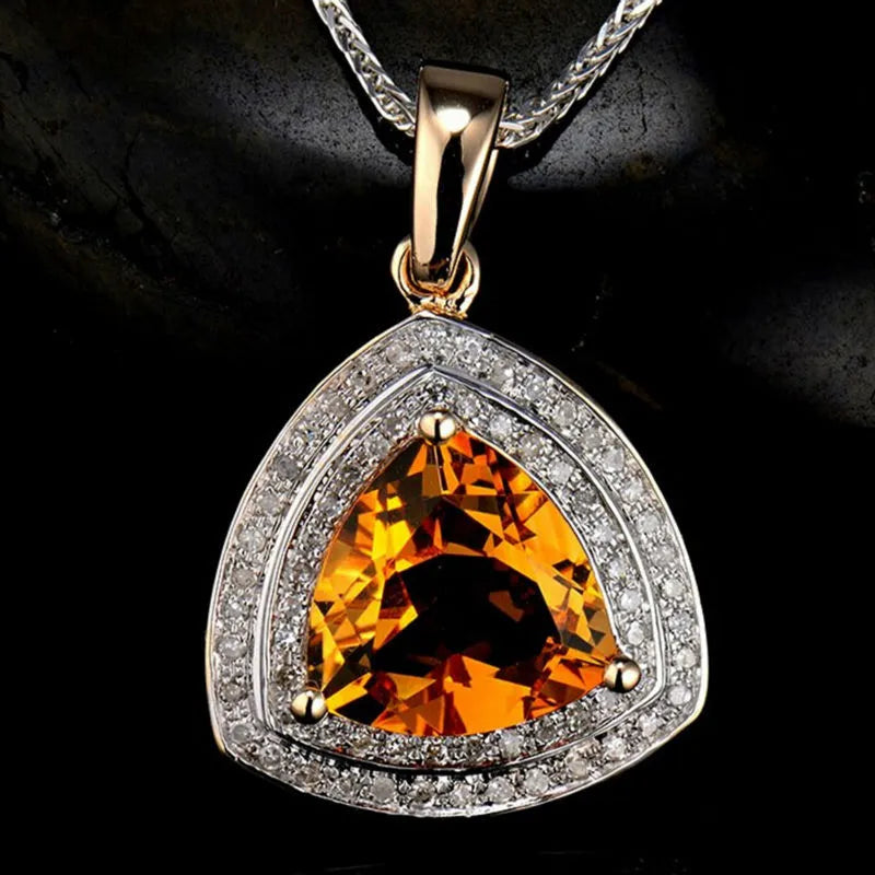Peris Gems Citrine Diamond Natural 3.79ct Citrine 0.12ct White Diamond 14K Gold Necklace SHEIN Amazon Temu
