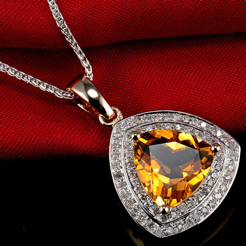 Peris Gems Citrine Diamond Natural 3.79ct Citrine 0.12ct White Diamond 14K Gold Necklace SHEIN Amazon Temu