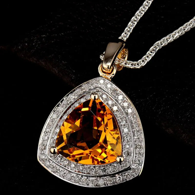 Peris Gems Citrine Diamond Natural 3.79ct Citrine 0.12ct White Diamond 14K Gold Necklace SHEIN Amazon Temu