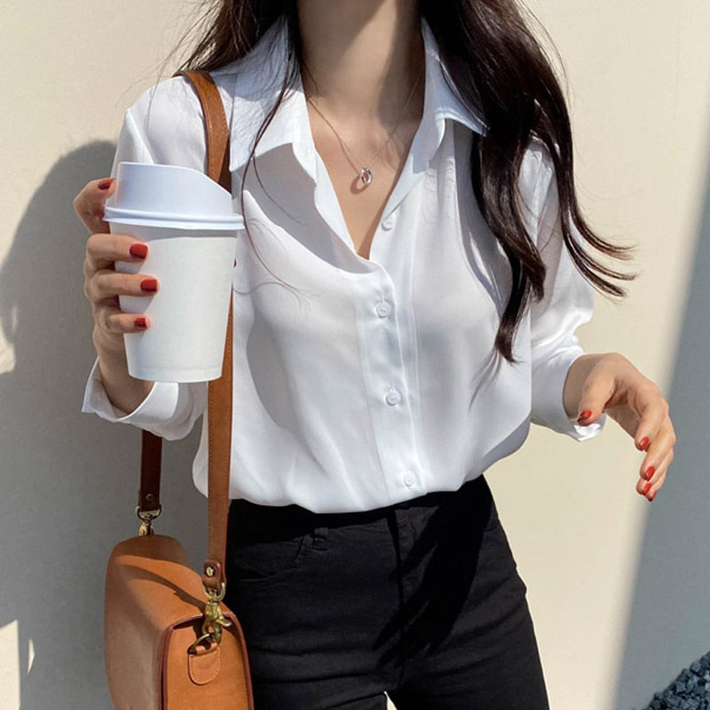 Peris Gems Classic Chiffon Blouse Shirt for Women | Long Sleeve Office Tops Classic Chiffon Blouse Shirt for Women | Long Sleeve Tops SHEIN Amazon Temu