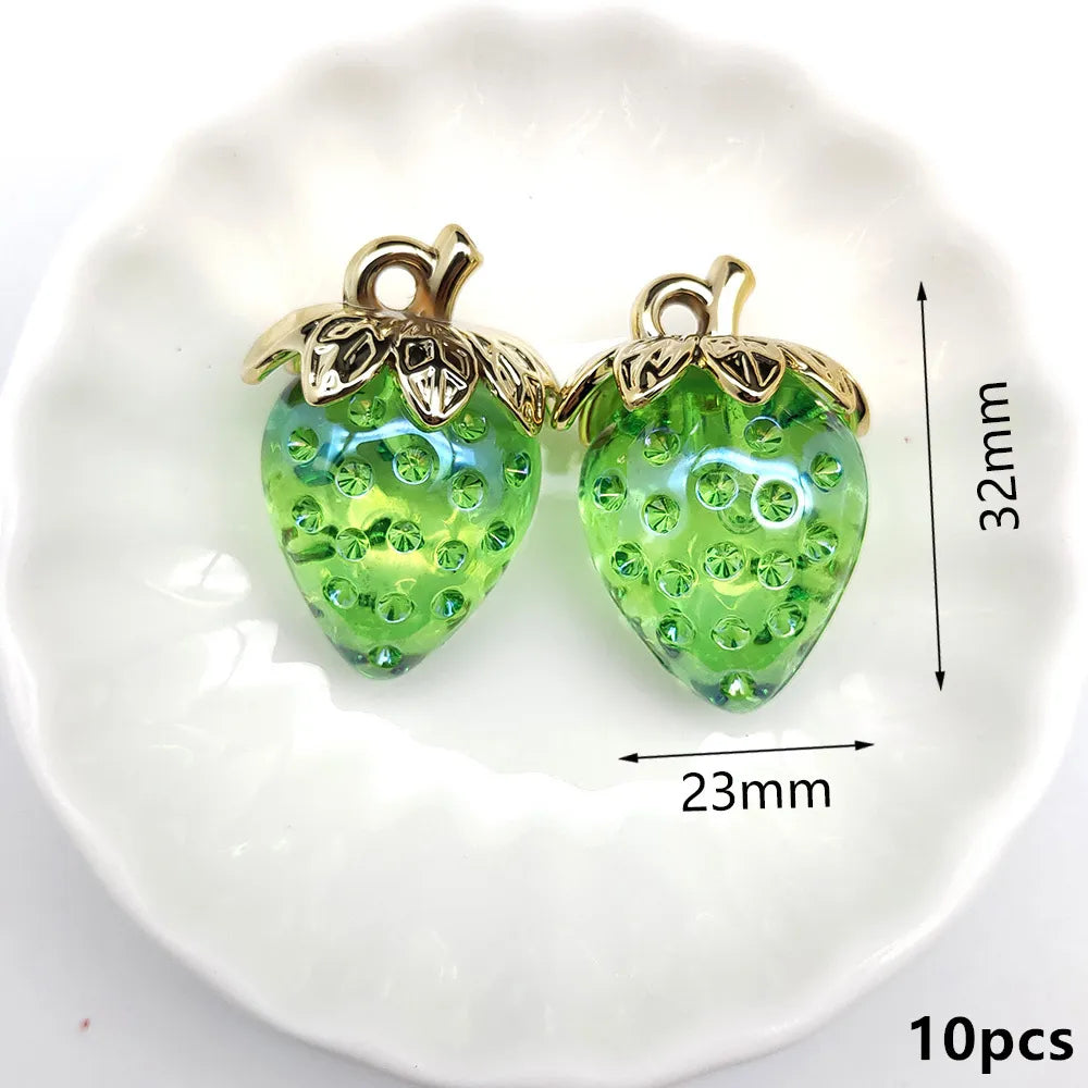 Peris Gems Clear Green 10Pcs Cute Red Acrylic Strawberry Apple Orange Mango Fruit Resin Pendants Charms for Jewelry Making Earrings Necklace Accessory SHEIN Amazon Temu