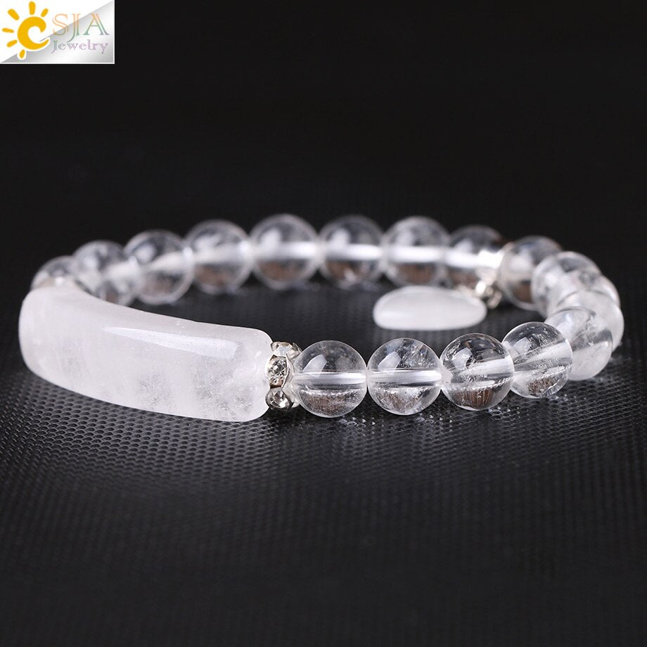 Peris Gems Clear Quarts Stone and Heart Pendant Chakra Bracelet Unisex SHEIN Amazon Temu