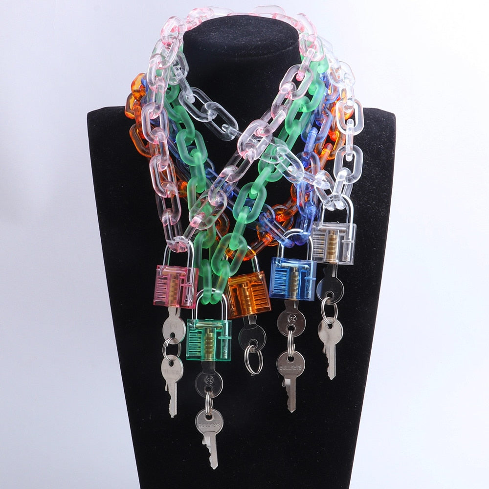 Peris Gems Clear Resin Acrylic Padlock Pendant Choker Necklaces for Women Clear Resin Acrylic Padlock Pendant Choker Necklaces Women SHEIN Amazon Temu