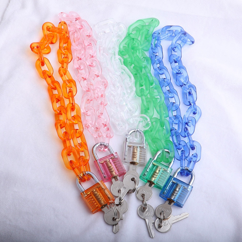 Peris Gems Clear Resin Acrylic Padlock Pendant Choker Necklaces for Women Clear Resin Acrylic Padlock Pendant Choker Necklaces Women SHEIN Amazon Temu