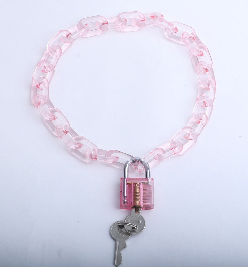 Peris Gems Clear Resin Acrylic Padlock Pendant Choker Necklaces for Women Clear Resin Acrylic Padlock Pendant Choker Necklaces Women SHEIN Amazon Temu