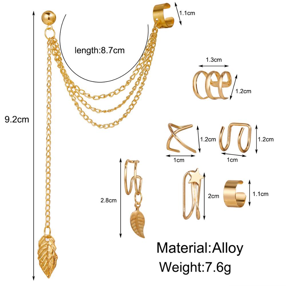 Peris Gems Clip-On 7pc Gold Leaf Earrings for Women | Non-Piercing Earrings Clip-On 7pc Gold Leaf Earrings for Women | Non-Piercing SHEIN Amazon Temu