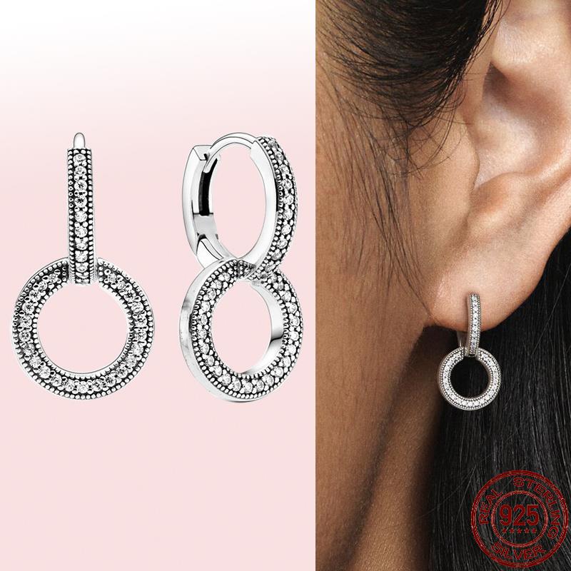 Peris Gems CME1410 Round Zirconia Pave Earrings for Women | 925 Sterling Silver Dangle Earrings Round Zirconia Pave Earrings for Women | 925 Sterling Silver SHEIN Amazon Temu