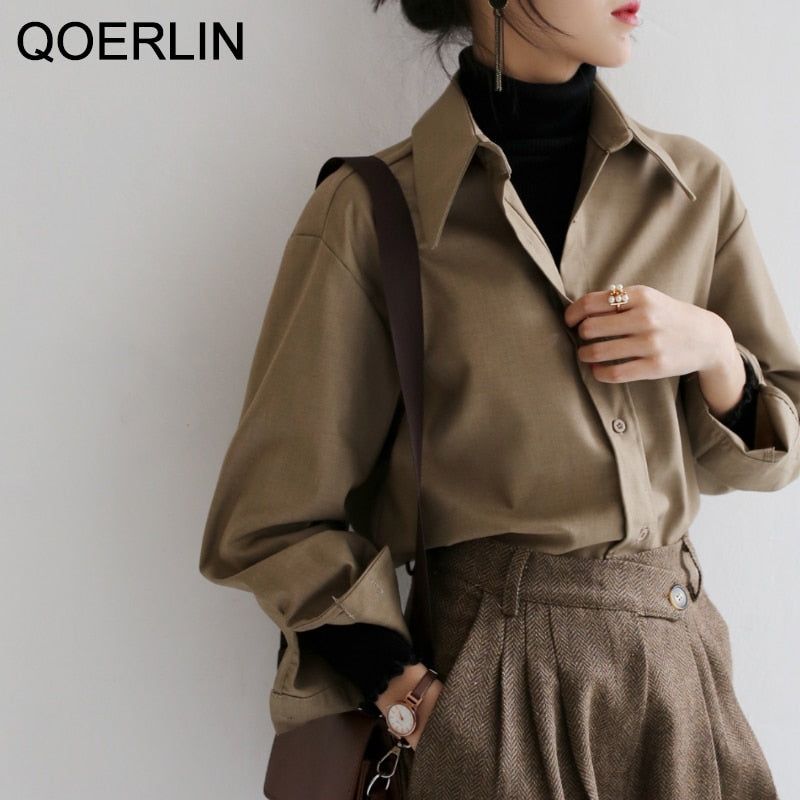 Peris Gems Coffee Blouse for Women | Casual Solid Long Sleeve Shirt SHEIN Amazon Temu