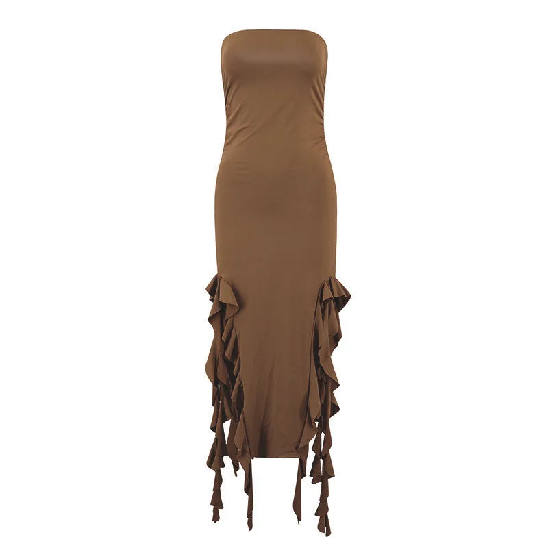 Peris Gems coffee / M COUTUDI Elegant Strapless Dress For Women Summer Trend Irregular Tassel Skinny Split Long Dress Party Clubwear 2024 Women Outfit COUTUDI Elegant Strapless Dress For Women Summer Trend Irregular Tassel Skinny Split Long Dress Party Clubwear 2024 Women Outfit SHEIN Amazon Temu