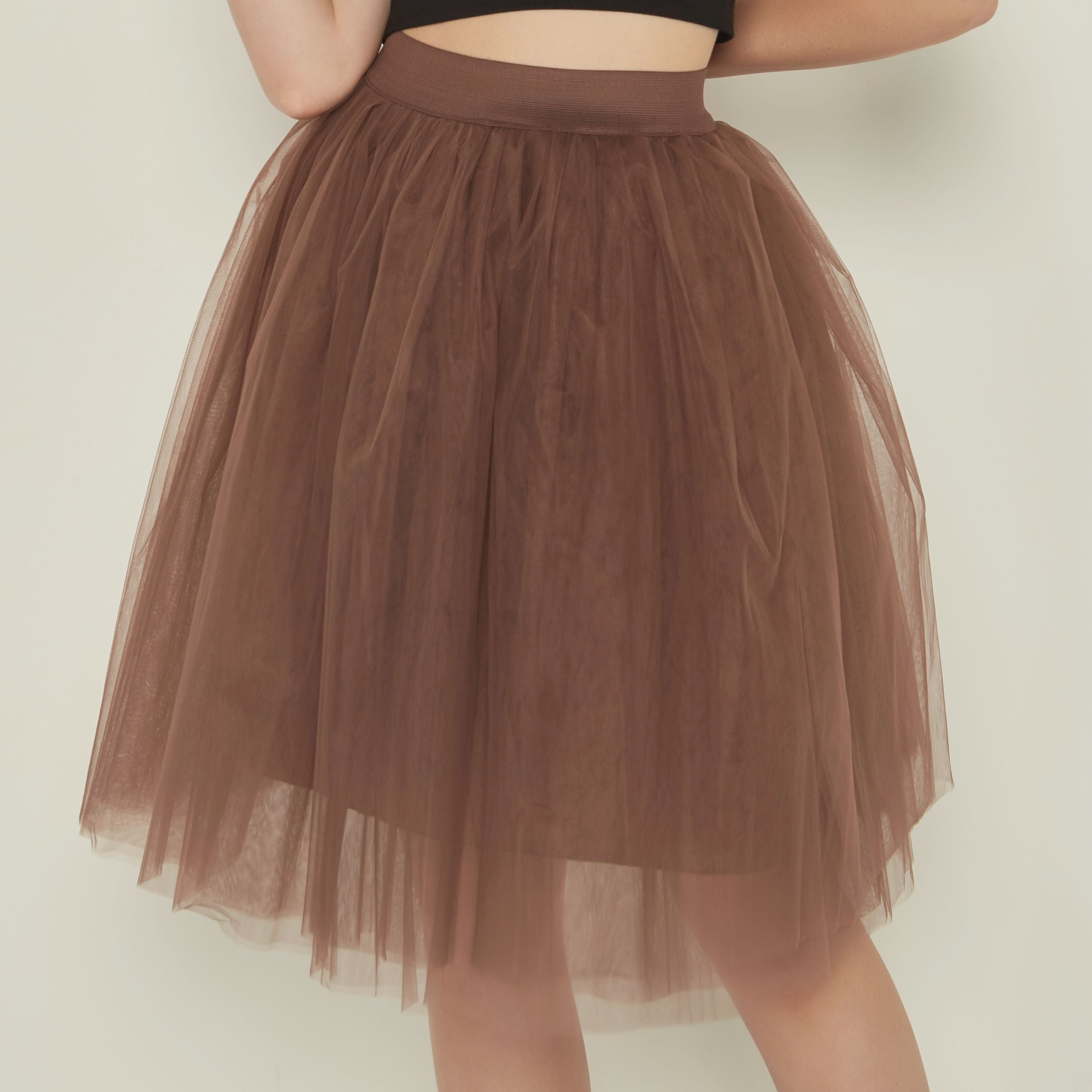 Peris Gems coffee / One Size Pleated 5-Layer Tulle Skirt for Women | Fairy Midi Skirts SHEIN Amazon Temu