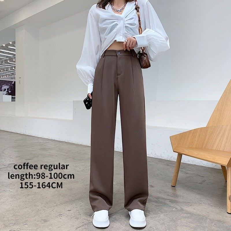 Peris Gems coffee regular / XS Casual High Waist Wide Leg Long Pants for Women | Loose Pants Casual High Waist Wide Leg Long Pants for Women | Loose Pant SHEIN Amazon Temu