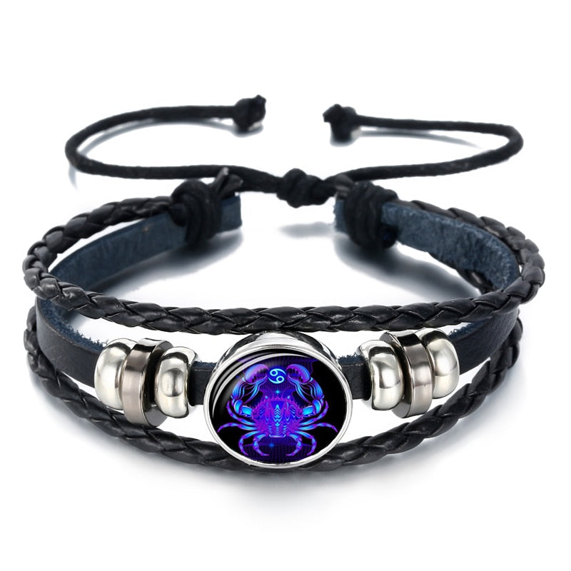 Peris Gems Constellation Sign Leather Bracelet Unisex | Blue Zodiac Sign Braided Leather Bracelet SHEIN Amazon Temu