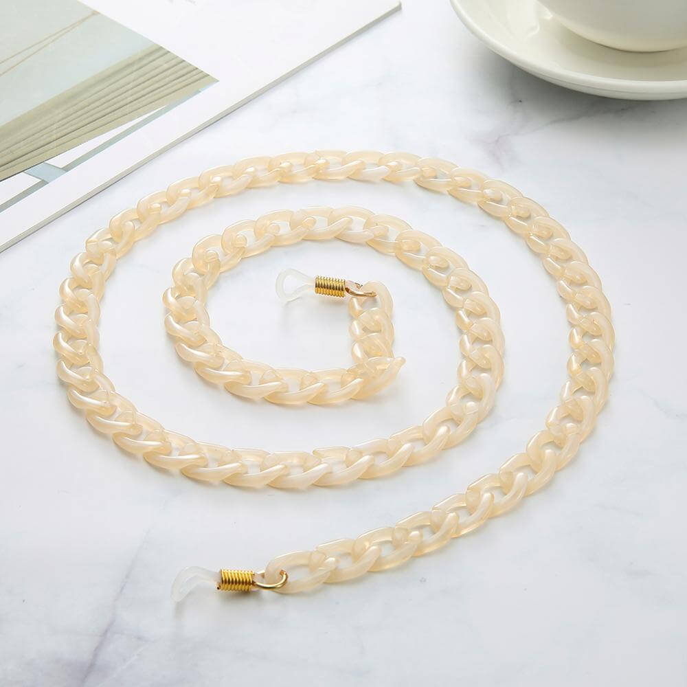 Peris Gems Cream-gold Acrylic Cuban Sunglasses Chain Cord Straps Unisex SHEIN Amazon Temu
