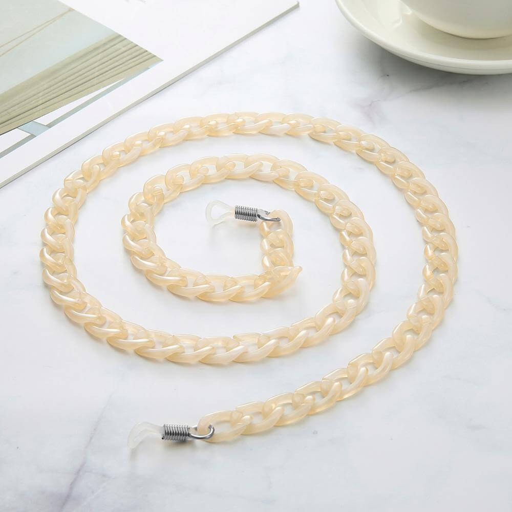 Peris Gems Cream-silver Acrylic Cuban Sunglasses Chain Cord Straps Unisex SHEIN Amazon Temu