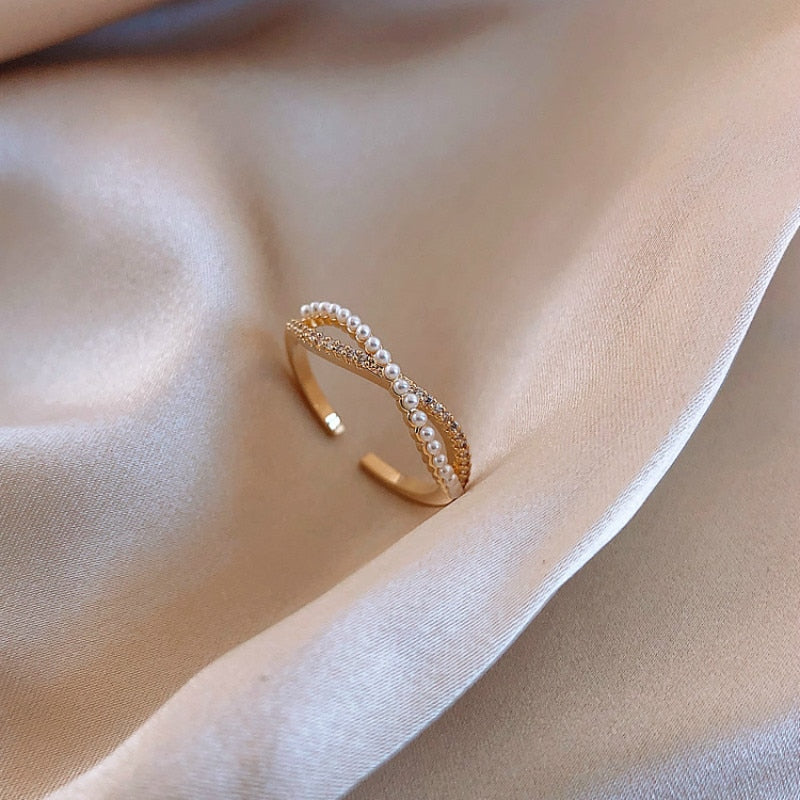 Peris Gems Cross Pearl Ring for Women | Adjustable Gold Ring SHEIN Amazon Temu