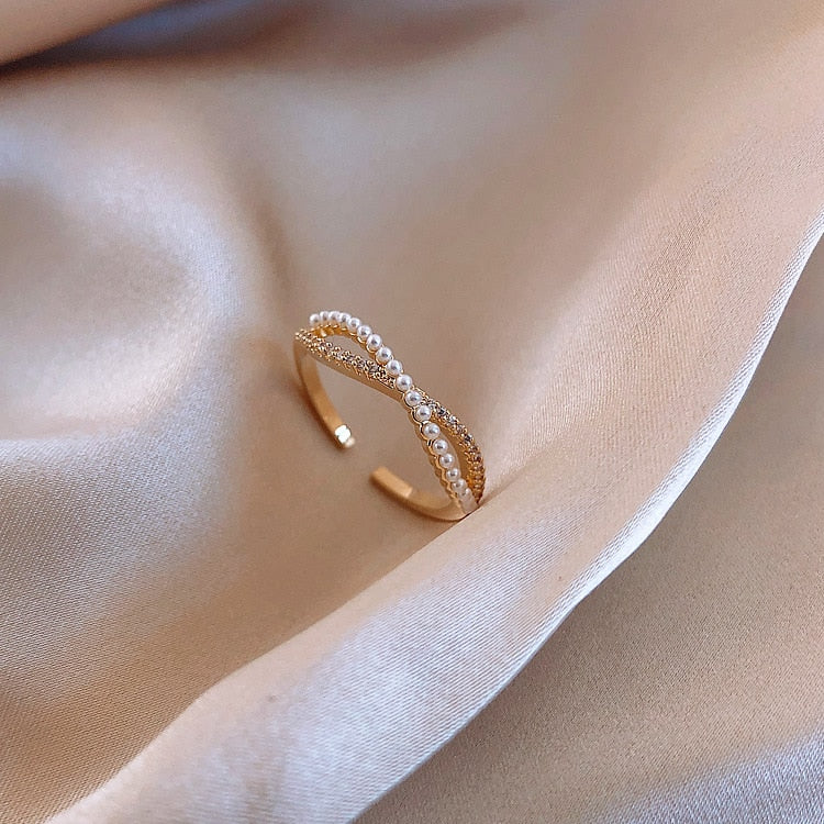 Peris Gems Cross Pearl Ring for Women | Adjustable Gold Ring SHEIN Amazon Temu