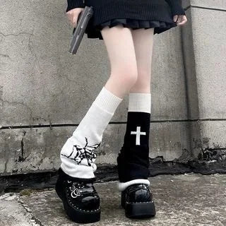 Peris Gems Cross-Spider Web / One Size Y2K Punk Knitted Leg Warmers Star Gothic Cross Harajuku Women Heart Two Side Wear Loose Fit Leg Covers Sock JK Thigh High Lolita Y2K Punk Knitted Leg Warmers Star Gothic Cross Harajuku Women Heart Two Side Wear Loose Fit Leg Covers Sock JK Thigh High Lolita SHEIN Amazon Temu