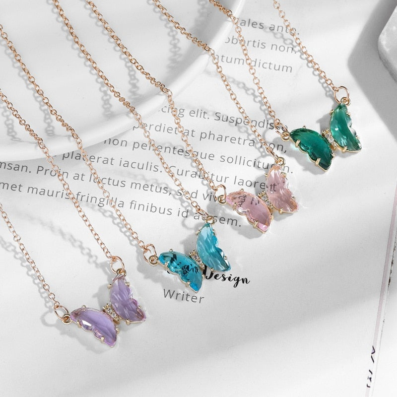 Peris Gems Crystal Butterfly Necklaces for Women | Gold Silver SHEIN Amazon Temu
