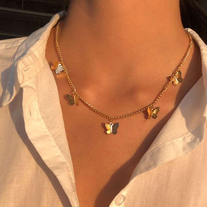 Peris Gems Crystal Butterfly Necklaces for Women | Gold Silver SHEIN Amazon Temu