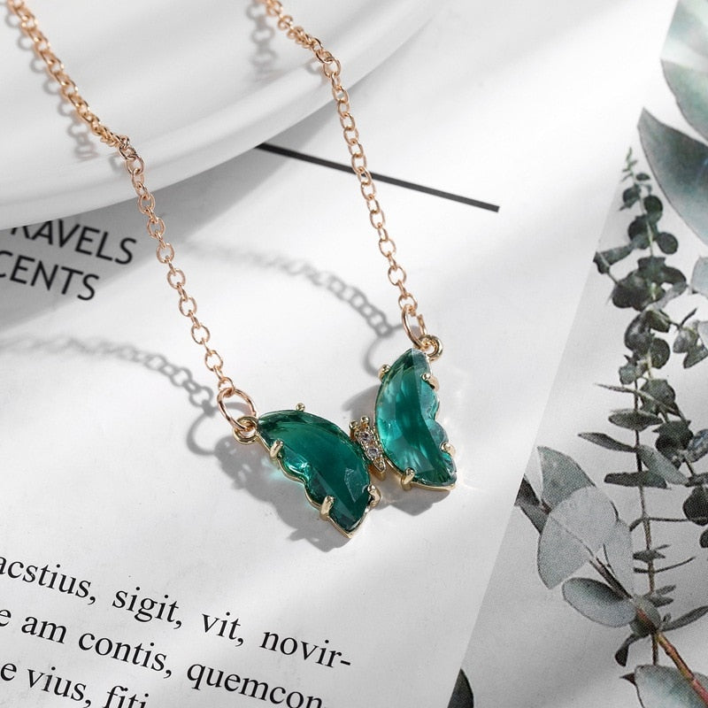 Peris Gems Crystal Butterfly Necklaces for Women | Gold Silver SHEIN Amazon Temu