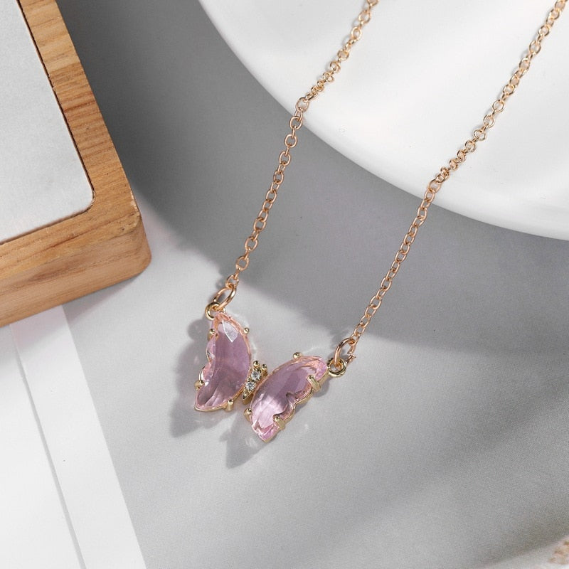 Peris Gems Crystal Butterfly Necklaces for Women | Gold Silver SHEIN Amazon Temu
