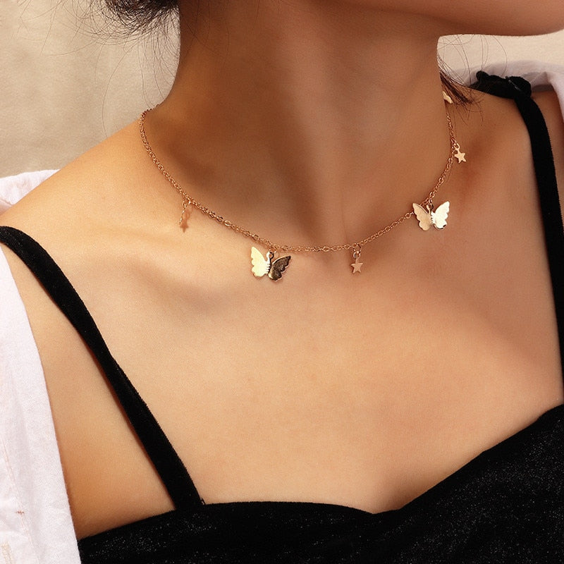 Peris Gems Crystal Butterfly Necklaces for Women | Gold Silver SHEIN Amazon Temu