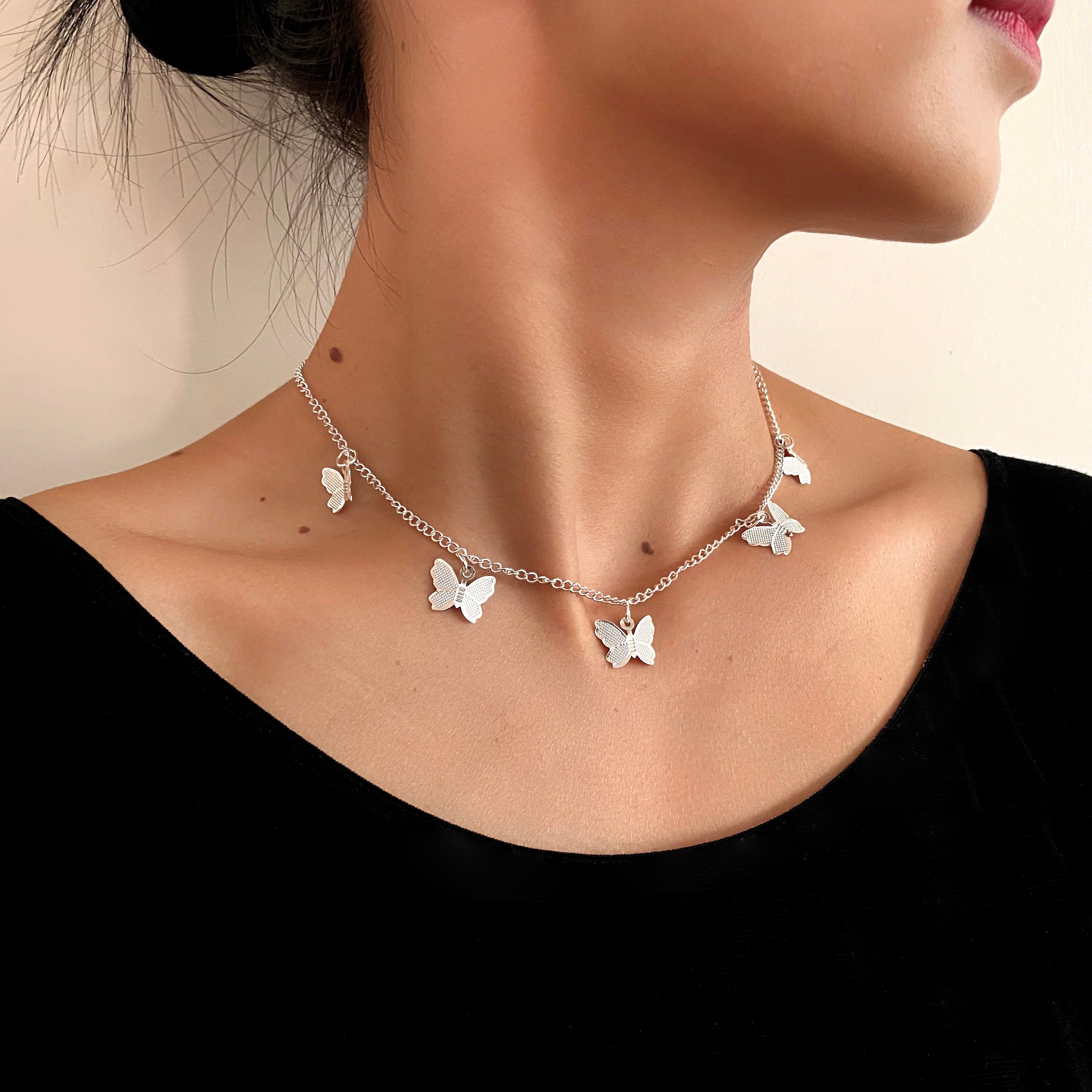 Peris Gems Crystal Butterfly Necklaces for Women | Gold Silver SHEIN Amazon Temu