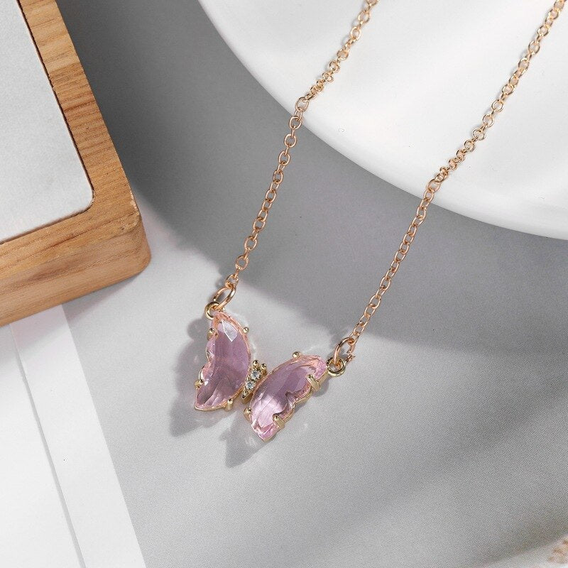 Peris Gems Crystal Butterfly Necklaces for Women | Gold Silver SHEIN Amazon Temu