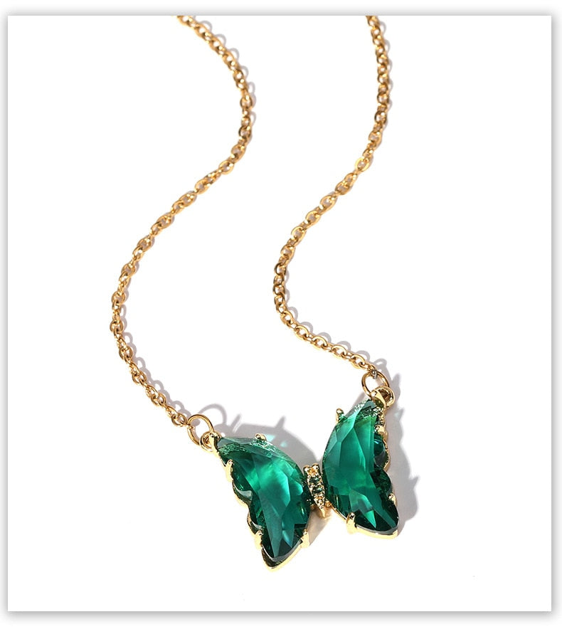 Peris Gems Crystal Butterfly Necklaces for Women | Gold Silver SHEIN Amazon Temu