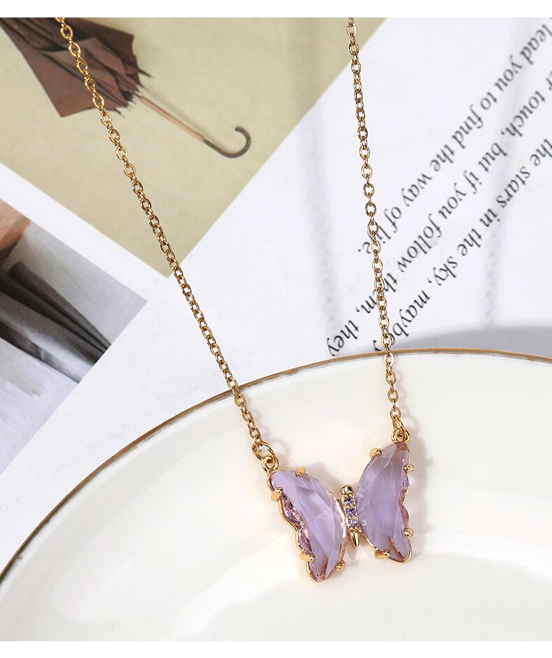 Peris Gems Crystal Butterfly Necklaces for Women | Gold Silver SHEIN Amazon Temu