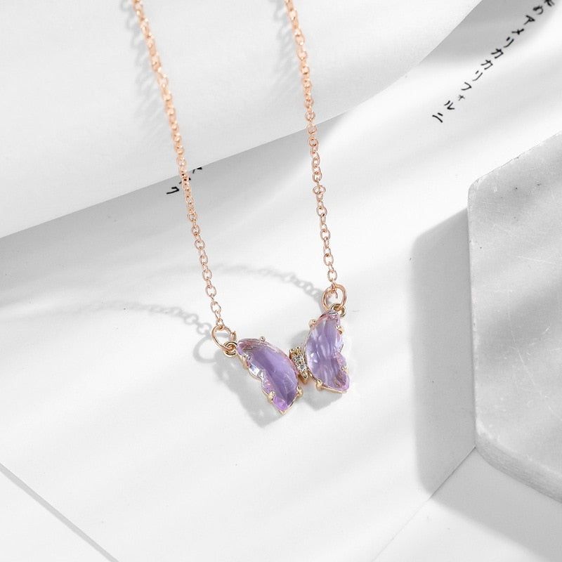Peris Gems Crystal Butterfly Necklaces for Women | Gold Silver SHEIN Amazon Temu