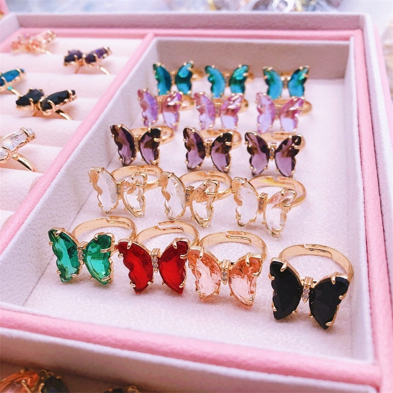 Peris Gems Crystal Butterfly Ring for Women | Adjustable Gold Rings SHEIN Amazon Temu