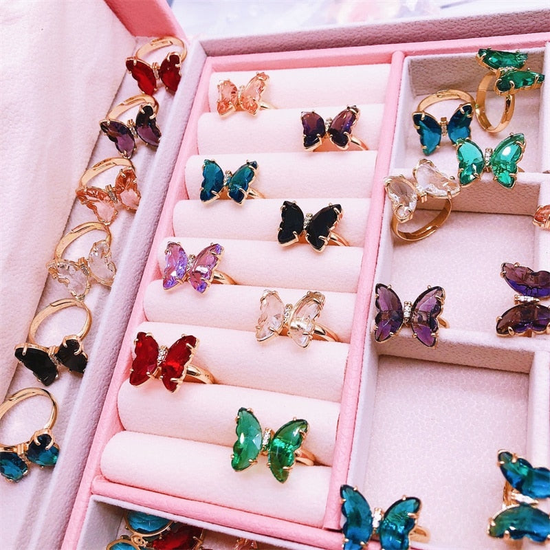 Peris Gems Crystal Butterfly Ring for Women | Adjustable Gold Rings SHEIN Amazon Temu